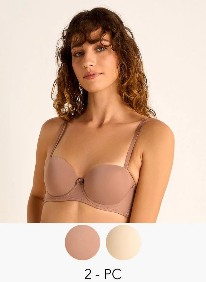 Splash FAV Set of 2 - Bow Detail Wired Balconette Bra with Hook and Eye Closure