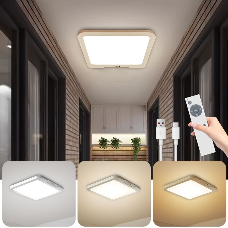 1pc Rechargeable 6000mah Led Ceiling Light With Remote Control 3 Color Modes Dimmable For Bedroom Study Living Room Kitchen - Image 1