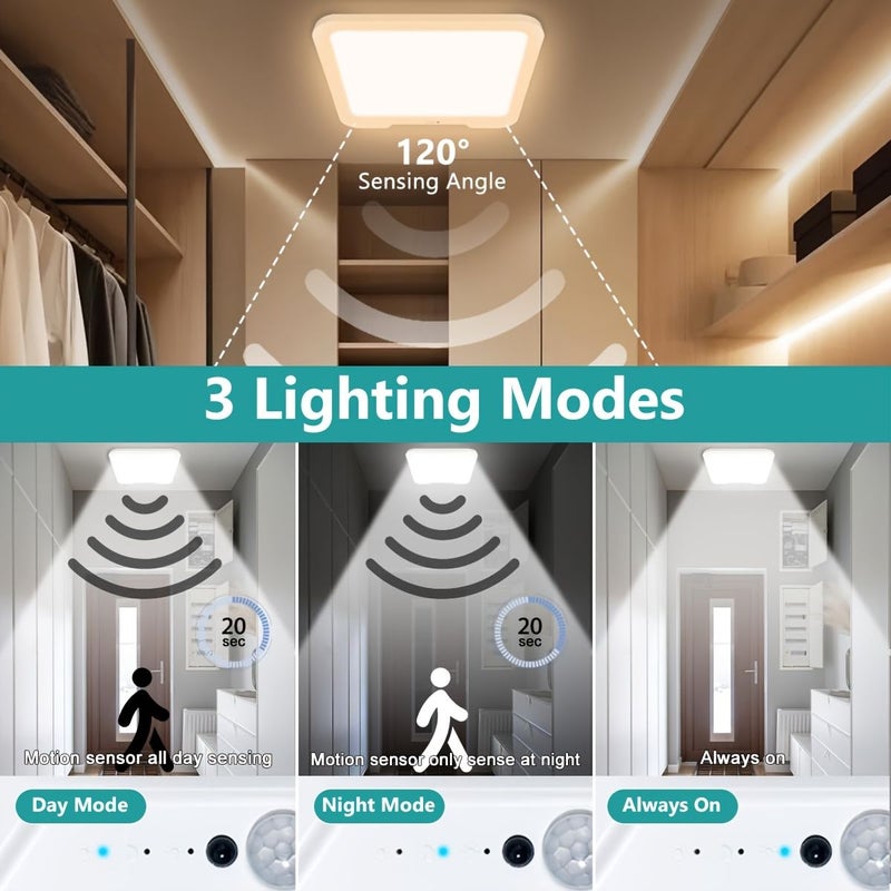 1pc Rechargeable 6000mah Led Ceiling Light With Remote Control 3 Color Modes Dimmable For Bedroom Study Living Room Kitchen - Image 4