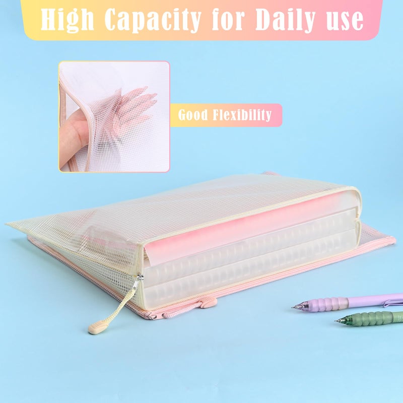 BAYTORY 24Pcs Mesh Zipper Pouch File Bags, Waterproof Clear File Pouch, Assorted Color File Pockets, Large Capacity Plastic Document Jackets, Organizing for Travel School Office and Home (Colorful) - Image 4