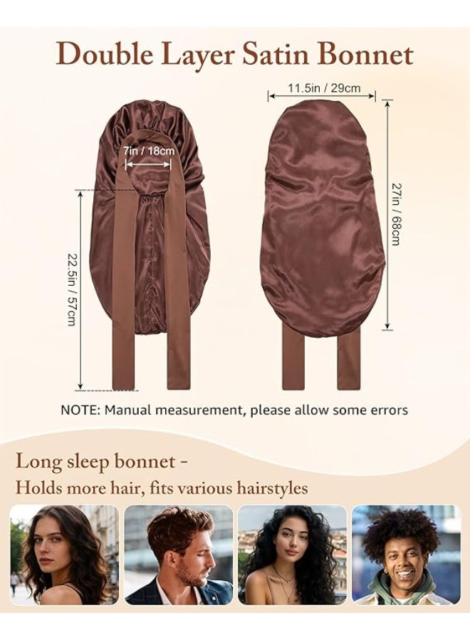 النساء طبقة مزدوجة طويلة الساتين بونيت طويلة الساتين بونيت (حزمة من 1) - Image 5