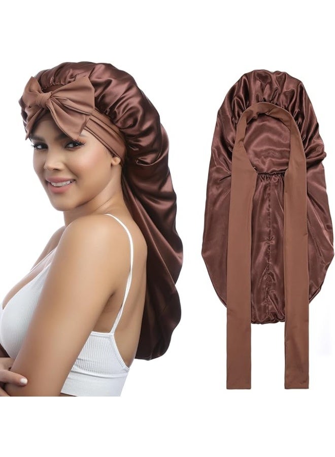 النساء طبقة مزدوجة طويلة الساتين بونيت طويلة الساتين بونيت (حزمة من 1) - Image 1