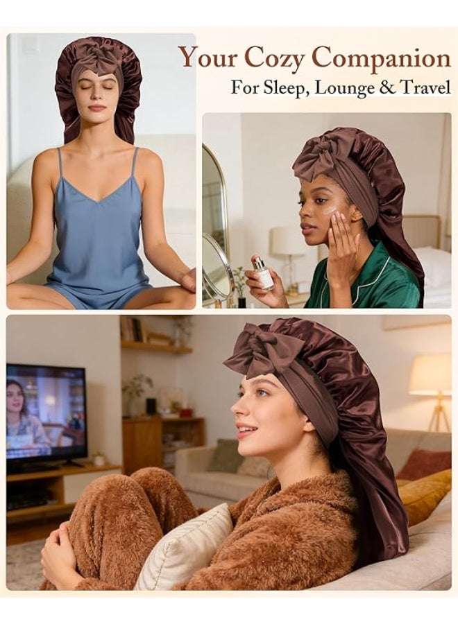 النساء طبقة مزدوجة طويلة الساتين بونيت طويلة الساتين بونيت (حزمة من 1) - Image 4