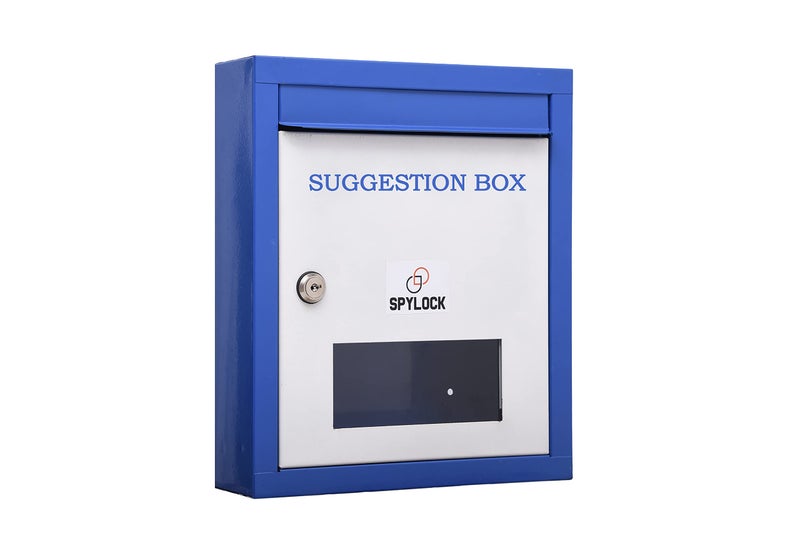 SPYLOCK Raj Rajeshwari High GradeHeavy Metal Suggestion Box/Mail Box/Compaint Box/Donation Box/Wall Mountable with Two Key Lock Or Table Surface Box (Blue) - Image 1