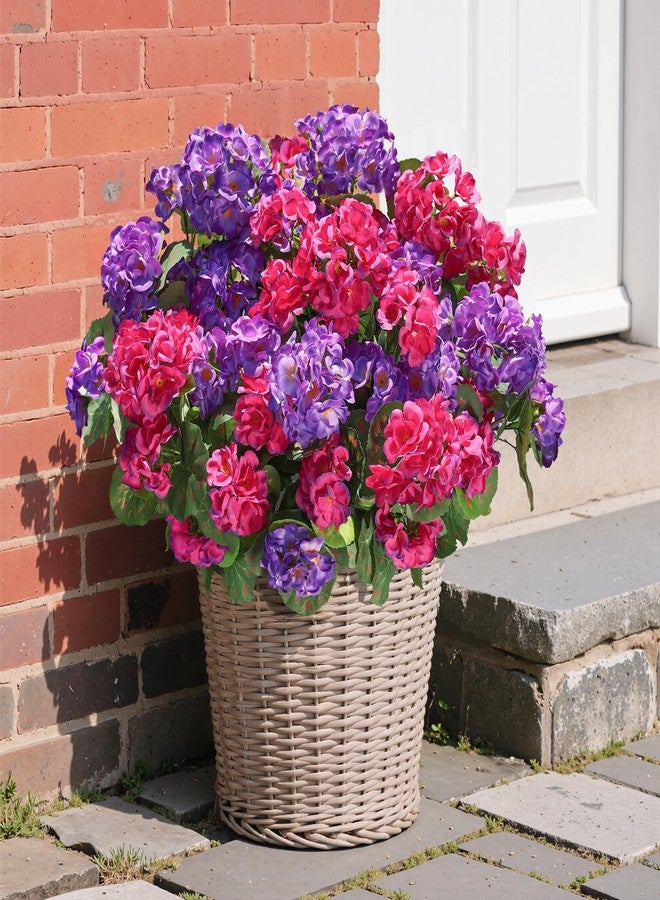 HyeFlora Artificial Geranium Fake Flowers for Outdoors Decoration, 6 Bundles Silk Geraniums Flower UV Resistant Look Real Faux Plants for Front Door Garden Porch Planter Patio Balcony Yard Indoor Home, Mix - Image 3