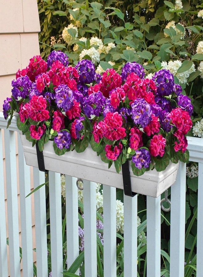 HyeFlora Artificial Geranium Fake Flowers for Outdoors Decoration, 6 Bundles Silk Geraniums Flower UV Resistant Look Real Faux Plants for Front Door Garden Porch Planter Patio Balcony Yard Indoor Home, Mix - Image 2