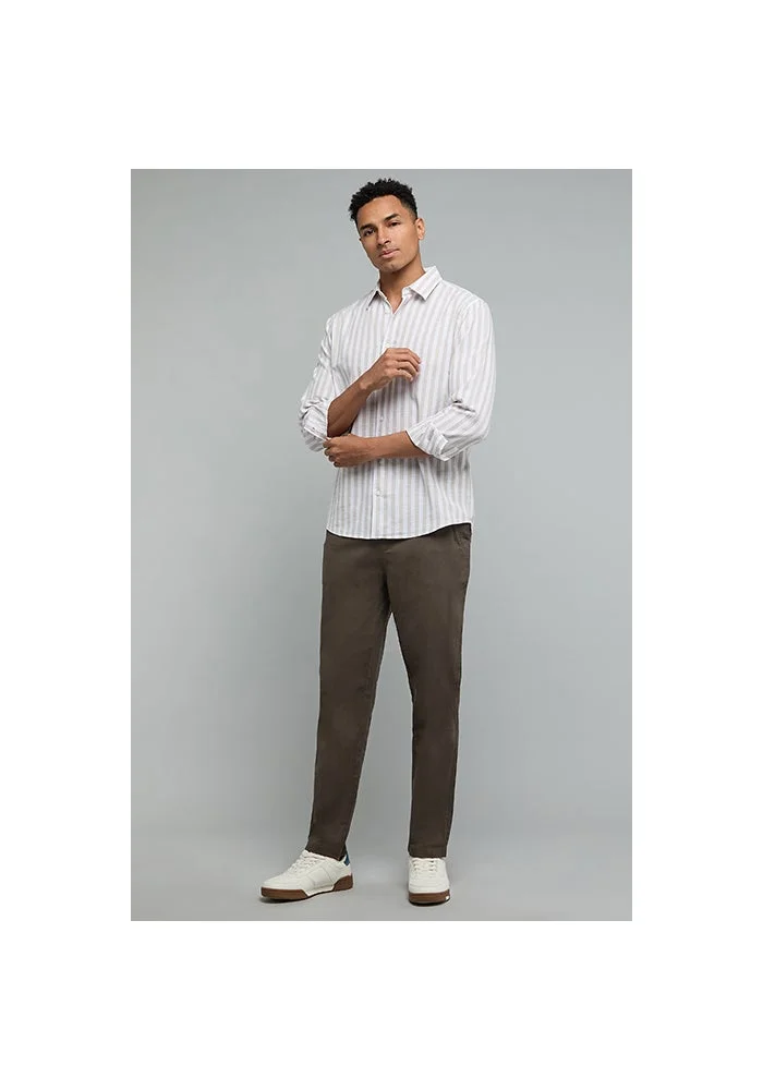 R&b Striped Shirt with Classic Collar and Long Sleeves