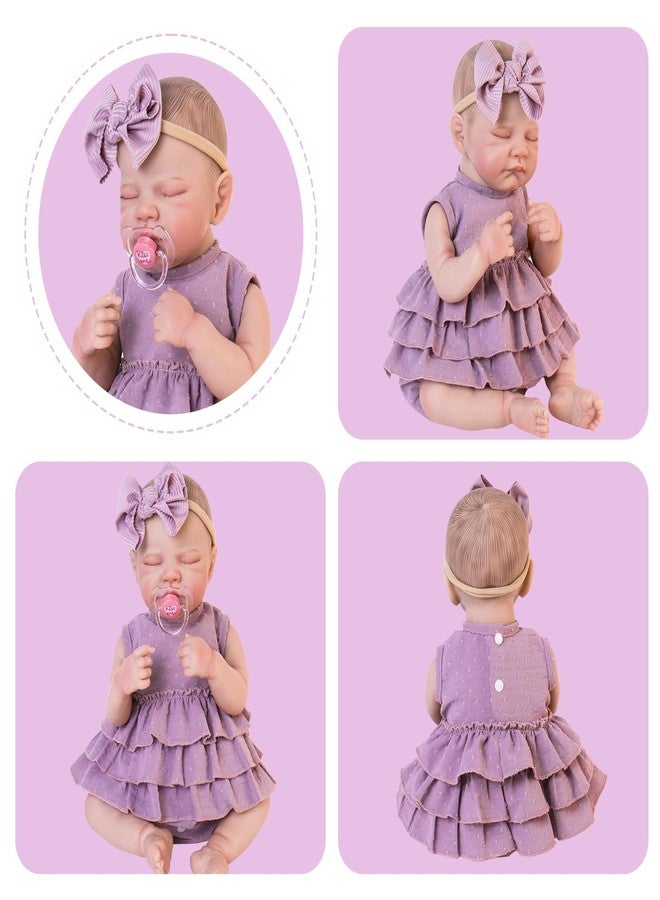 Aori Lifelike Baby Dolls Clothes 20 Inch Purple Dress Clothing Set for 17-20 in Realistic Newborn Doll Girls - Image 5