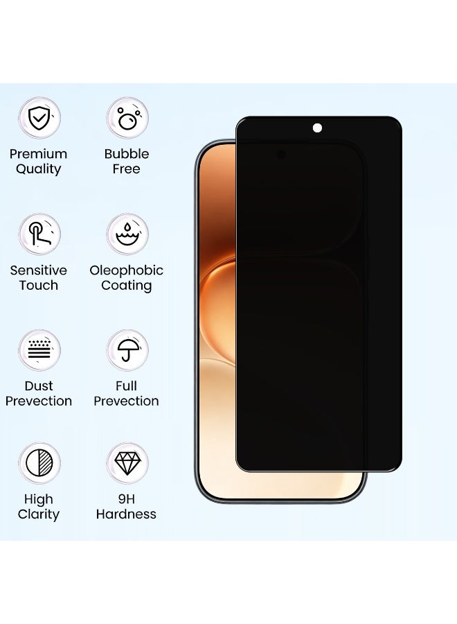 Yunpy [2+1 Packs] for Honor 600 Pro Privacy Tempered Glass Screen Protector with Camera Lens Film, Including 2 Pack Front Glass and 1 Pack Camera Lens Film, 9H Hardness HD Clear Anti-Scratch Anti-Fingerprint Bubble-Free Case Friendly Screen Protector - Image 3