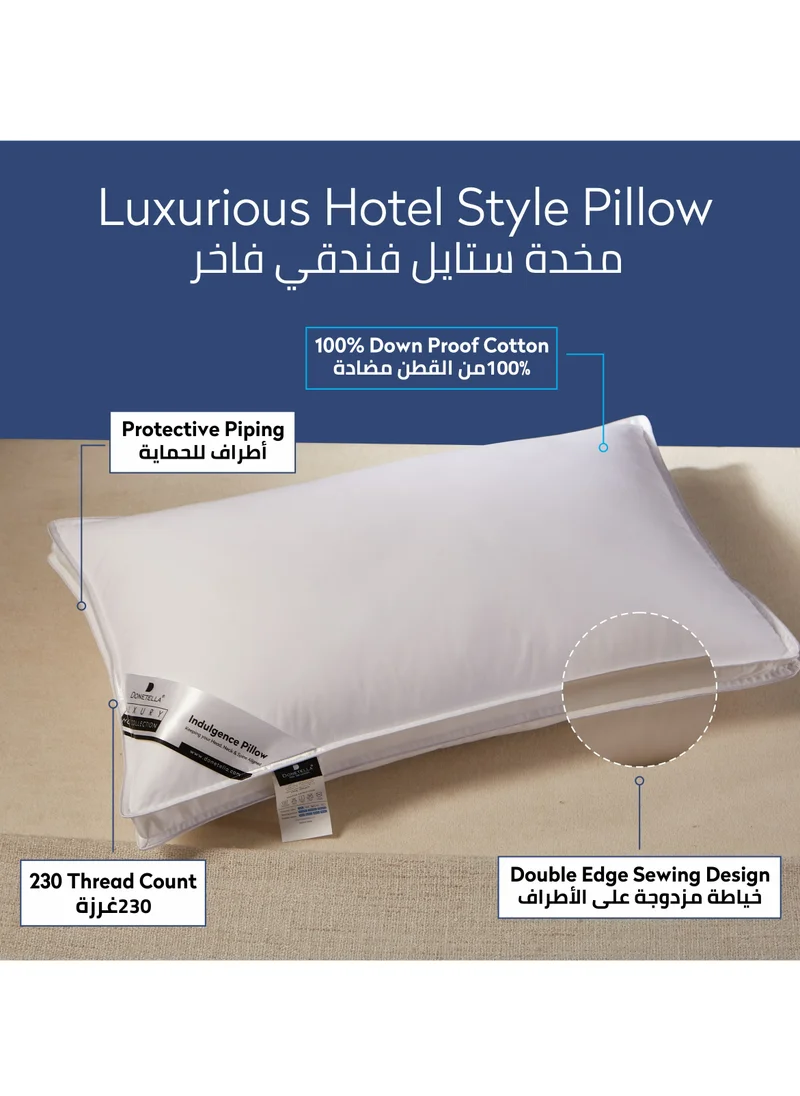 Donetella Hotel Style Bed Pillows 2-Pcs(2200Gm Each) Soft Breathable Cotton Cover Top With Luxury Down Alternative Filling Pillow,White