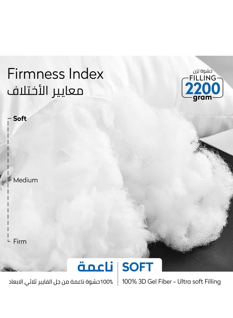 دوناتيلا وسائد سرير على طراز الفندق 2 قطعة(2200 جرام لكل منها) غطاء قطني ناعم مسامي مع وسادة تعبئة بديلة فاخرة ، أبيض