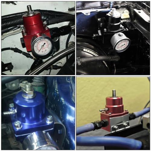 Dexepe Fuel Pressure Regulator AN8 Feed & AN6 Return Line 0-160 PSI Fuel Pressure Gauge Set Black - Image 4