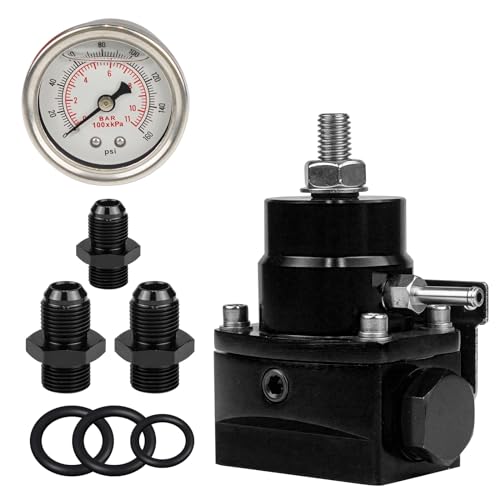 Dexepe Fuel Pressure Regulator AN8 Feed & AN6 Return Line 0-160 PSI Fuel Pressure Gauge Set Black - Image 1