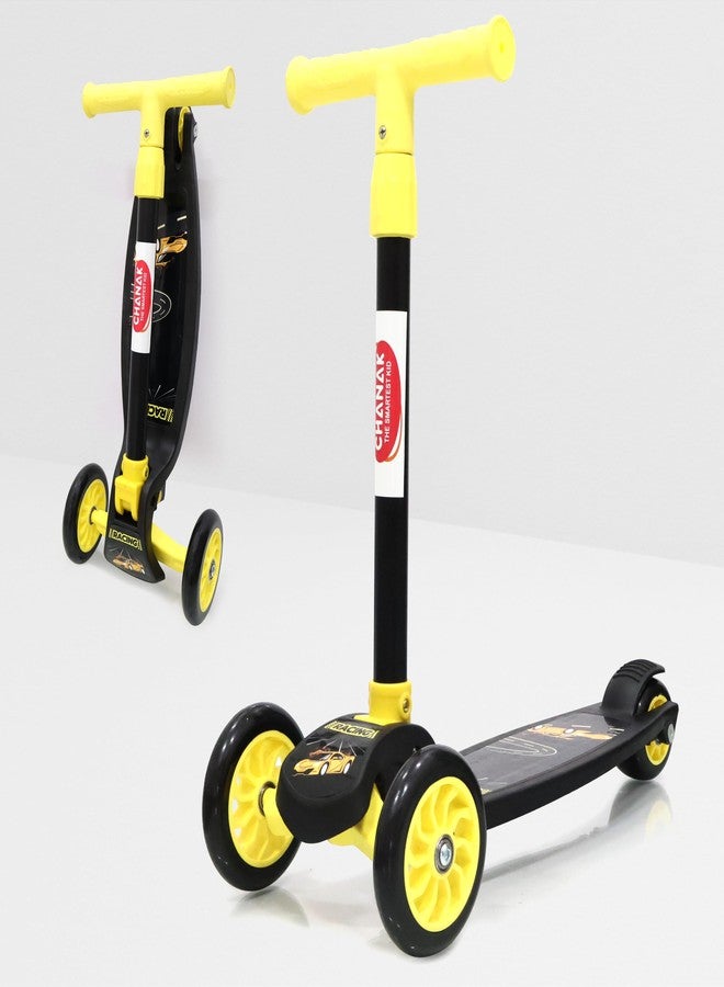 Chanak Go Thunder Kick Scooter for Kids 3 Wheel Foldable Scooter with Rear Break 4 Height Adjustable with Lock for Boy & Girl 5+ Age Kids (Black) - Image 1