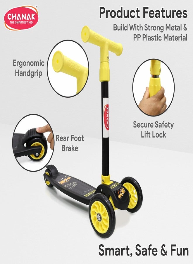 Chanak Go Thunder Kick Scooter for Kids 3 Wheel Foldable Scooter with Rear Break 4 Height Adjustable with Lock for Boy & Girl 5+ Age Kids (Black) - Image 2