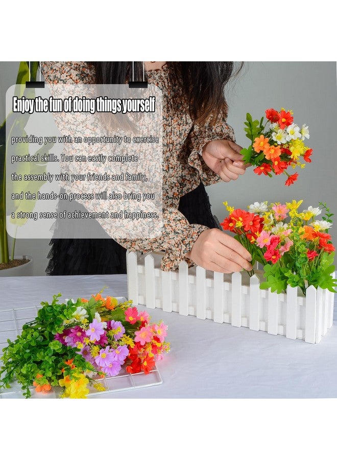 زونور نباتات زهور صناعية من XONOR - زهور أقحوان صناعية بألوان مختلطة في وعاء سياج خشبي للديكور الداخلي والمكتب وحفلات الزفاف والمنزل على حافة النافذة في الربيع، مجموعتان - Image 3
