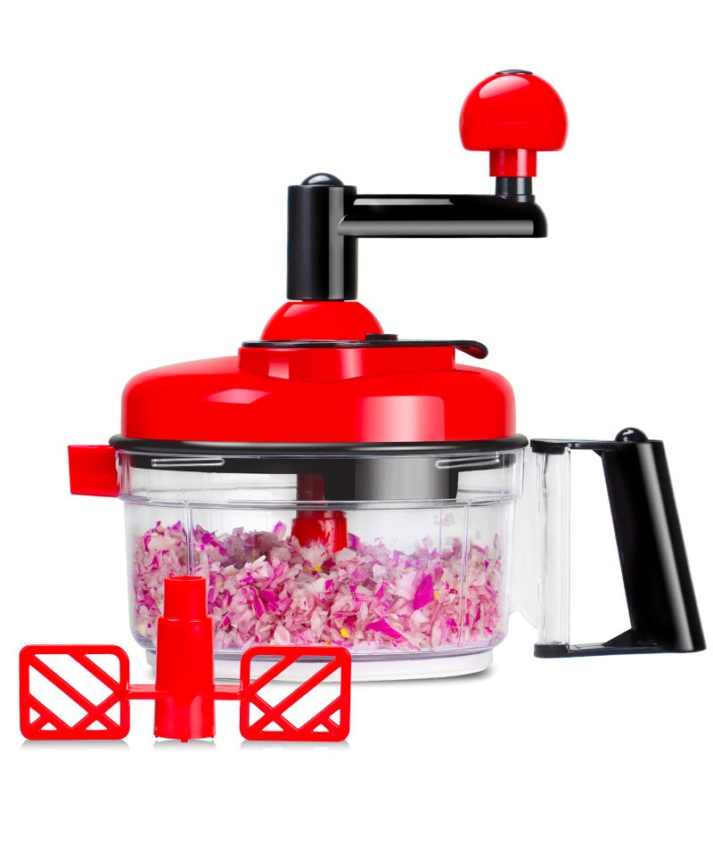 Cambom Manual Food Chopper Vegetable Chopper Hand Food Processor Mixer Blender Whipper Egg White Separator Mincer Grinder Dicer with Clear Container 1200ml BPA Free Strong