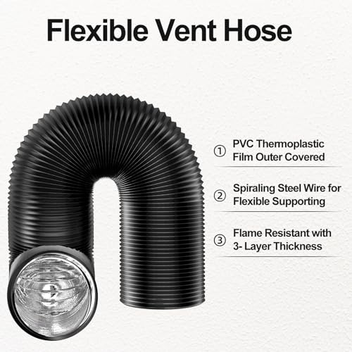 HYDROWE Dryer Vent Hose Flexible 4 Inch 8 Feet PVC Aluminum Foil Ducting Insulated Dryer Vent Hose for HVAC Ventilation with 2 Clamps (4in 8ft) - Image 3