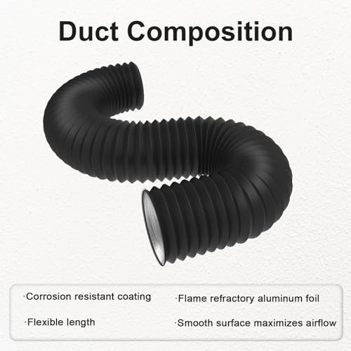 HYDROWE Dryer Vent Hose Flexible 4 Inch 8 Feet PVC Aluminum Foil Ducting Insulated Dryer Vent Hose for HVAC Ventilation with 2 Clamps (4in 8ft) - Image 5