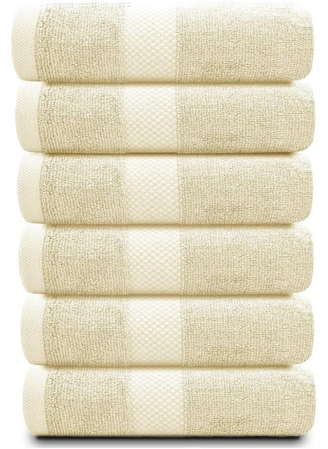 White Classic White Classic Luxury Hand Towels | Cotton Hotel spa Bathroom Towel | 16x30 | 6 Pack | Beige  - Image 5