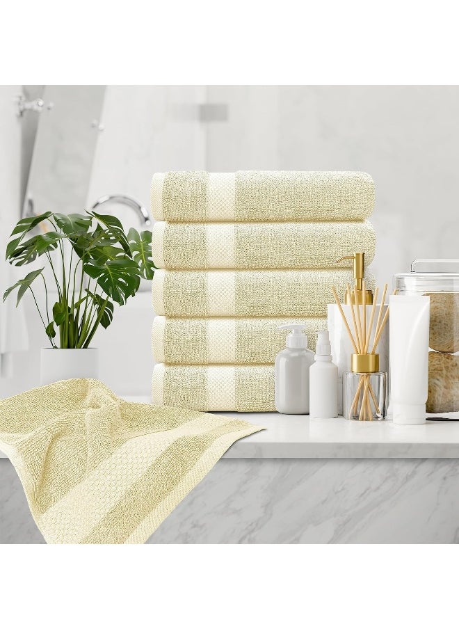 White Classic White Classic Luxury Hand Towels | Cotton Hotel spa Bathroom Towel | 16x30 | 6 Pack | Beige  - Image 3
