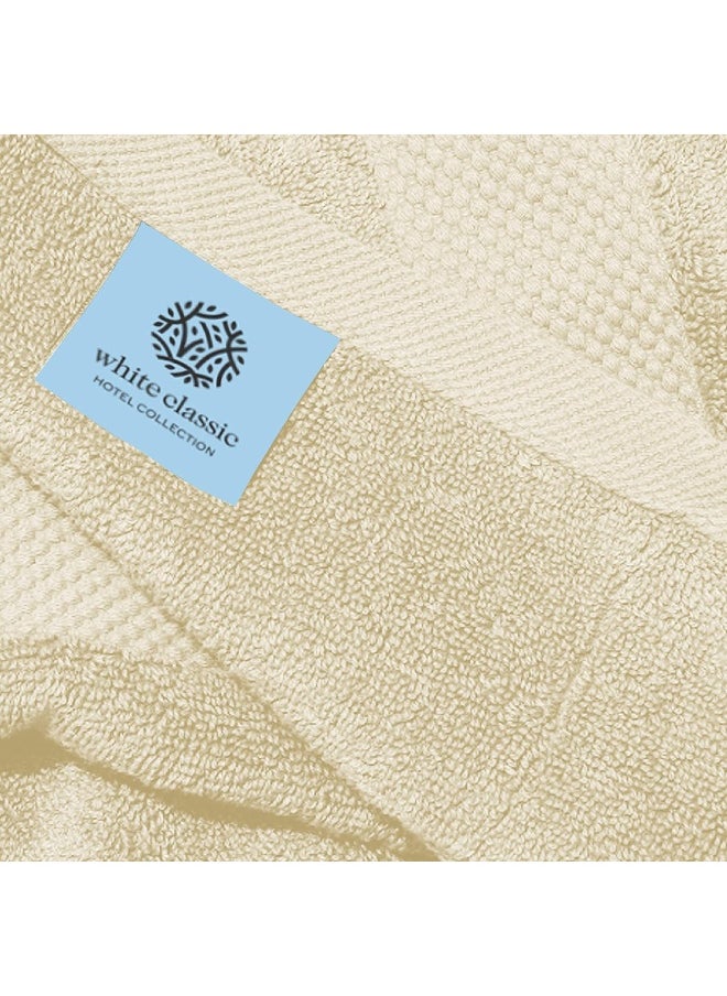 White Classic White Classic Luxury Hand Towels | Cotton Hotel spa Bathroom Towel | 16x30 | 6 Pack | Beige  - Image 1