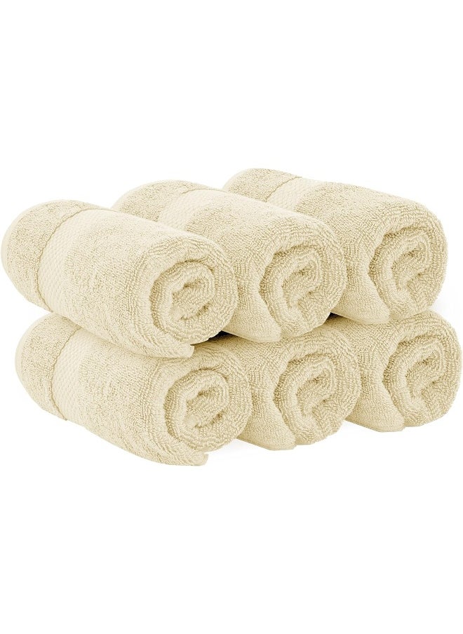 White Classic White Classic Luxury Hand Towels | Cotton Hotel spa Bathroom Towel | 16x30 | 6 Pack | Beige  - Image 2