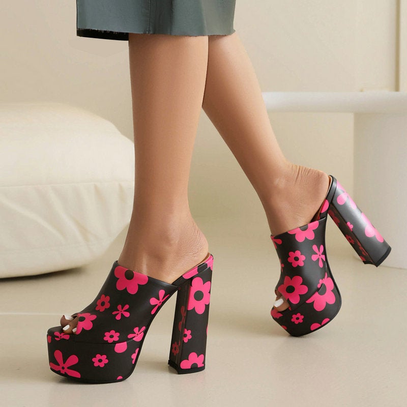 Color Millennium Style Spice Girls Hate Tiangao Women'S Fish Mouth Half Slippers Summer Waterproof Platform Fish Mouth Sandals Outer Wear Sandals - Image 3