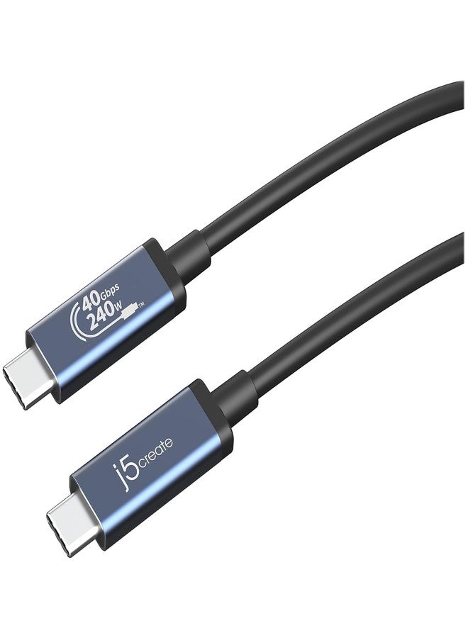 j5create USB 40Gbps 240W USB Type-C Cable, Black/Space Gray, JUC29L08 - Image 1