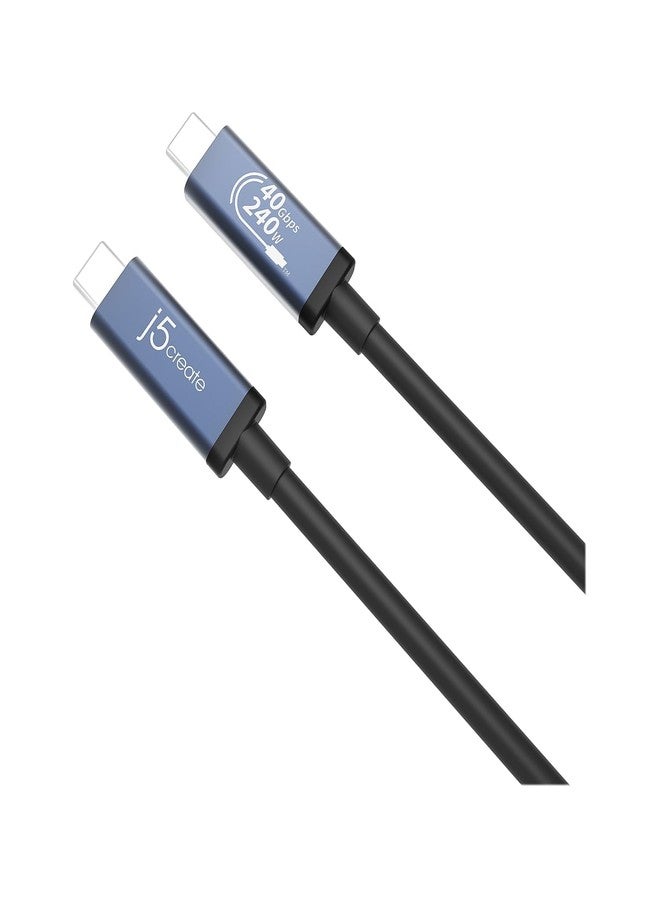 j5create USB 40Gbps 240W USB Type-C Cable, Black/Space Gray, JUC29L08 - Image 3