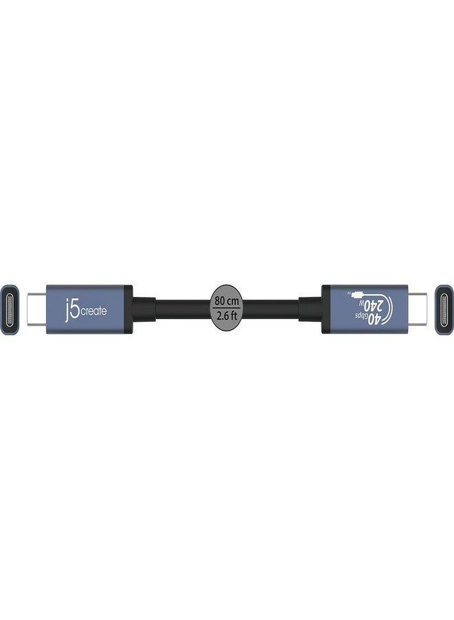 j5create USB 40Gbps 240W USB Type-C Cable, Black/Space Gray, JUC29L08 - Image 4