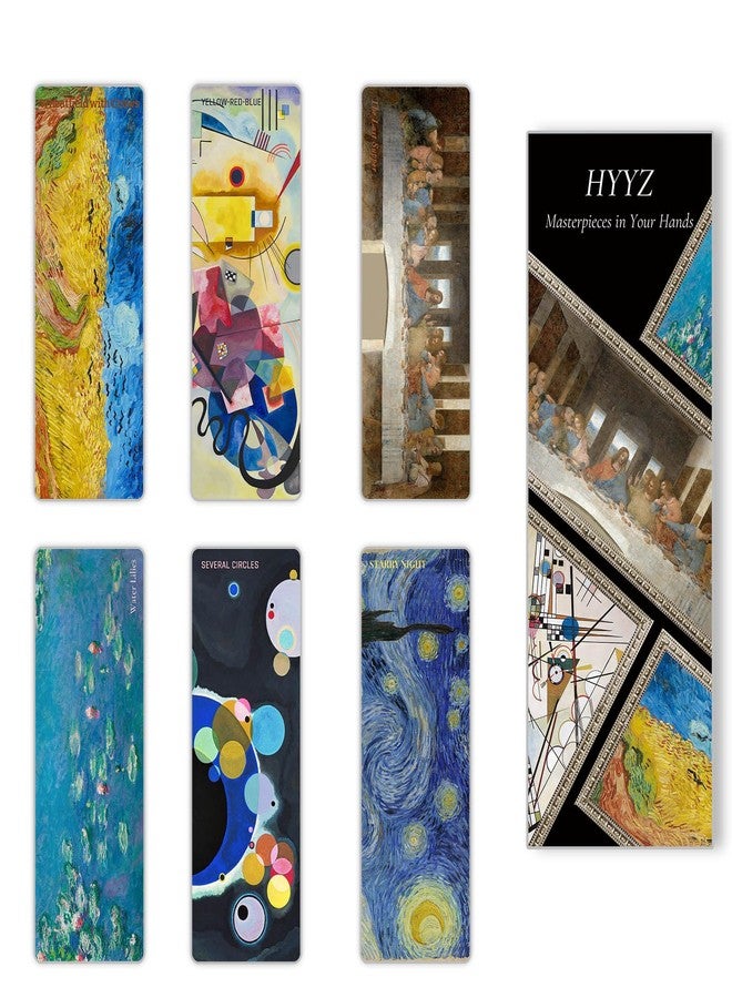 HYYZ Bookmark,6-Pack World Famous Painting Bookmarks-Van Gogh, Monet, Da Vinci, Kandinsky,Double-Sided Art Prints,1.97"x5.5",Starry Night, Water Lilies, Sunflowers, Last Supper (6) - Image 1