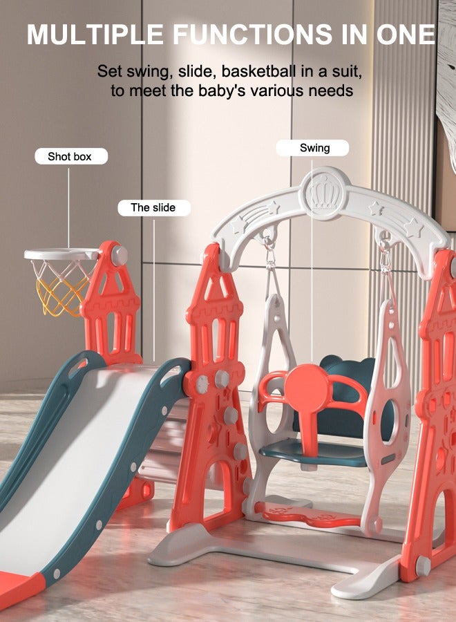 JSAITOYS Castle 3-In-1 Slide Swing Set For Indoor - Image 2