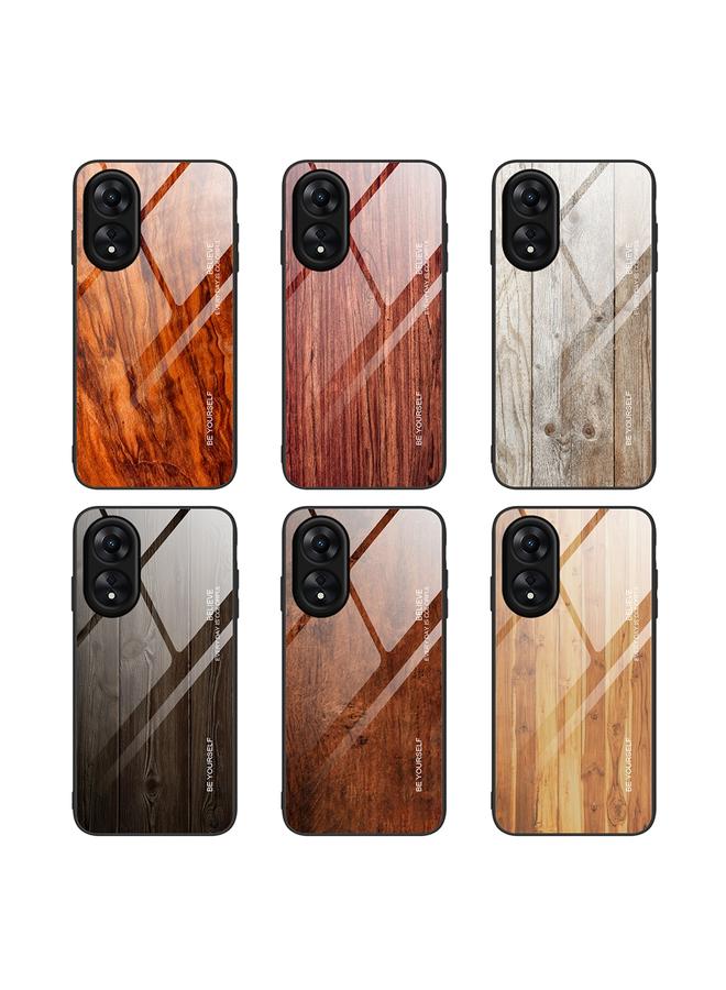 S-TOP Case For OPPO A17 Wood Grain Glass Phone Case - Image 2
