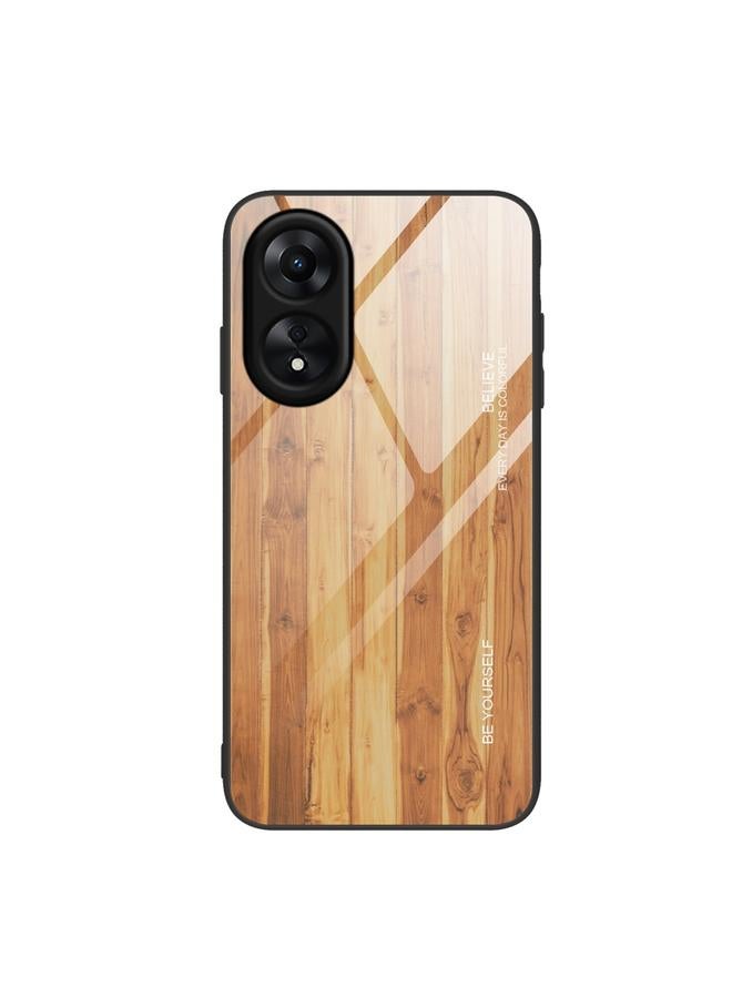 S-TOP Case For OPPO A17 Wood Grain Glass Phone Case - Image 1