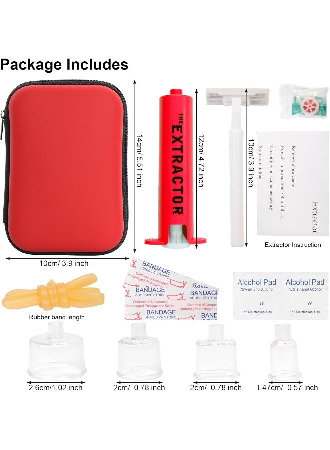 Gvhntk Snake Bite Kit Sting Kit Venom Extractor Suction Pump Emergency Sting Bite Kit First Aid Supplies for Backpacking Camping and Hiking (Red) - Image 2