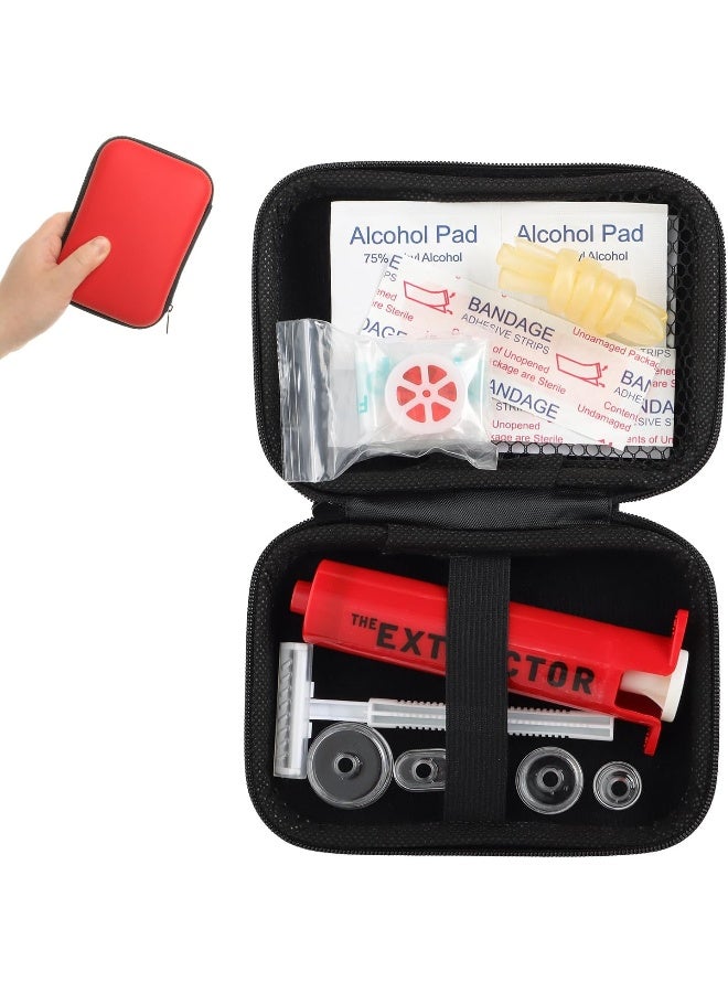 Gvhntk Snake Bite Kit Sting Kit Venom Extractor Suction Pump Emergency Sting Bite Kit First Aid Supplies for Backpacking Camping and Hiking (Red) - Image 1
