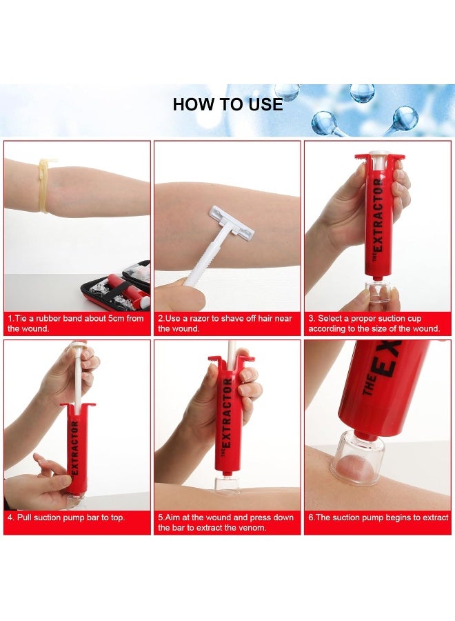 Gvhntk Snake Bite Kit Sting Kit Venom Extractor Suction Pump Emergency Sting Bite Kit First Aid Supplies for Backpacking Camping and Hiking (Red) - Image 3