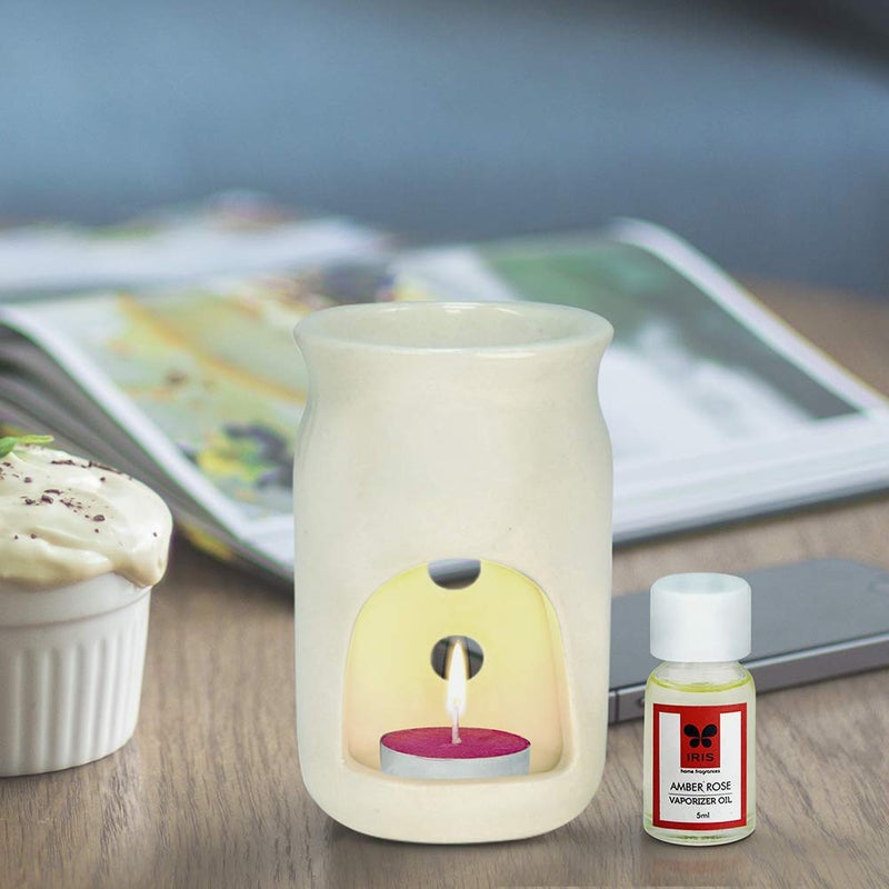 IRIS Home Fragrance Amber Rose Vaporizer Set with Two Tea Light Candles Amber Rose Scent Chemical Free Fine Living Fragrance RoomFreshener Made in India 123 cm x 66 cm x 153 cm - Image 5