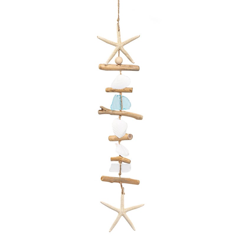 JQAQJU Wooden Driftwood Wall Decor, Starfish Bathroom Decor with Sea Shells, Driftwood Beach Room Decor for Home Indoor Outdoor, Coastal Wall Art for Living Room, Bedroom and Dining Room Blue - Image 1
