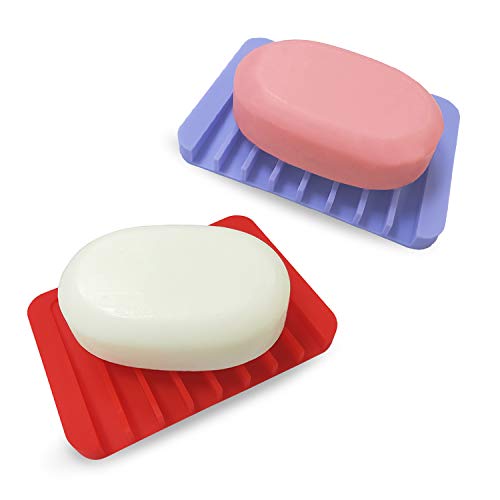 Grizzly® 2 pcs Cute Silicone Soap Dish Bathroom Toilet Plate Soap Holder Tray Water Draining Soap Case - Image 3