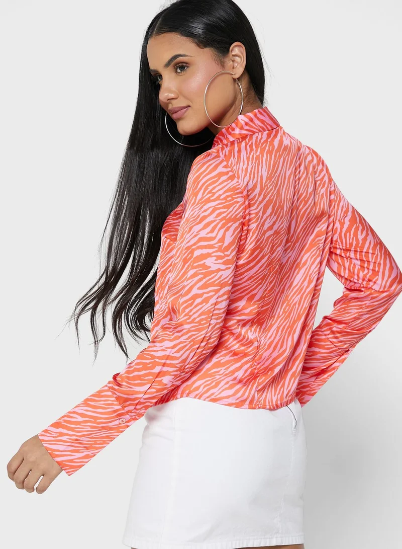 TOPSHOP Printed Longline Shirt