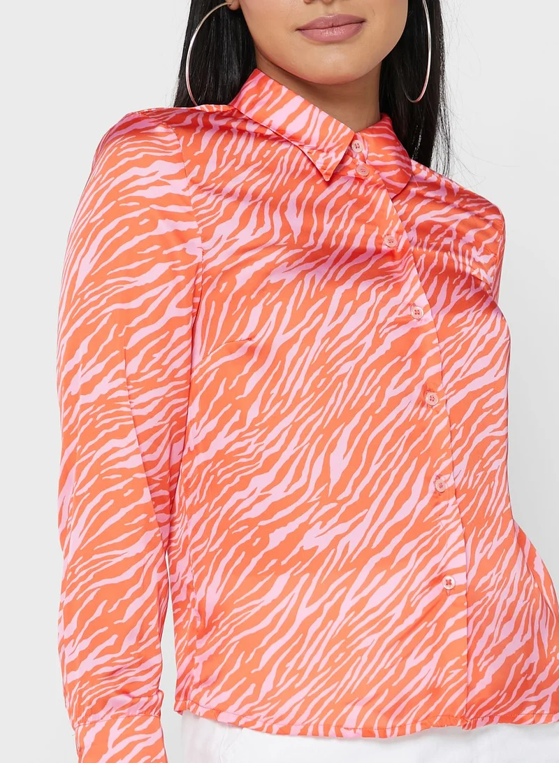 TOPSHOP Printed Longline Shirt