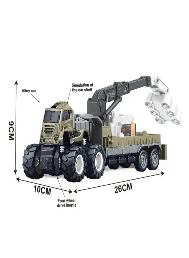 DEOXY Pack of 2 Diecast Alloy Construction Crane and Dumper Transport Truck Toy Set with Frionction Powered Educational Building Toys for Toddlers, Boys & Girls - Image 2