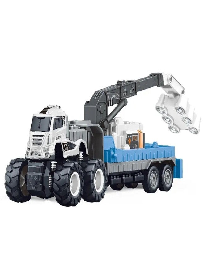 DEOXY Pack of 2 Diecast Alloy Construction Crane and Dumper Transport Truck Toy Set with Frionction Powered Educational Building Toys for Toddlers, Boys & Girls - Image 3