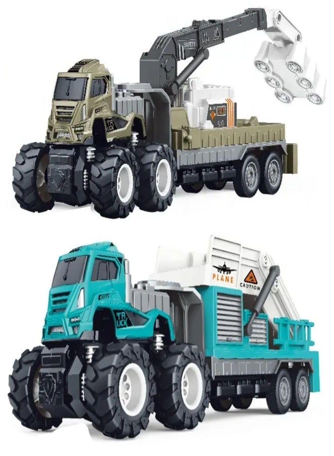 DEOXY Pack of 2 Diecast Alloy Construction Crane and Dumper Transport Truck Toy Set with Frionction Powered Educational Building Toys for Toddlers, Boys & Girls - Image 1