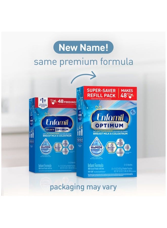 Enspire Enfamil Optimum (Enspire), Our Closest Formula to Breast Milk, Immune-Supporting Lactoferrin and Brain-Supporting DHA Baby Formula, Powder 30 Oz Refill, Pack of 4 - Image 2