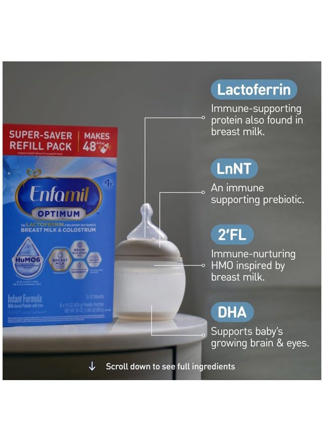 Enspire Enfamil Optimum (Enspire), Our Closest Formula to Breast Milk, Immune-Supporting Lactoferrin and Brain-Supporting DHA Baby Formula, Powder 30 Oz Refill, Pack of 4 - Image 5