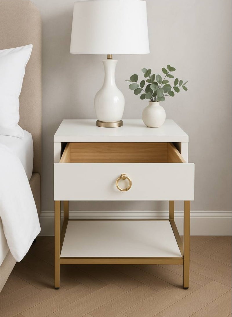 Generic Nightstand Bed Side Table Modern White & Gold  Elegant Design  - Image 5