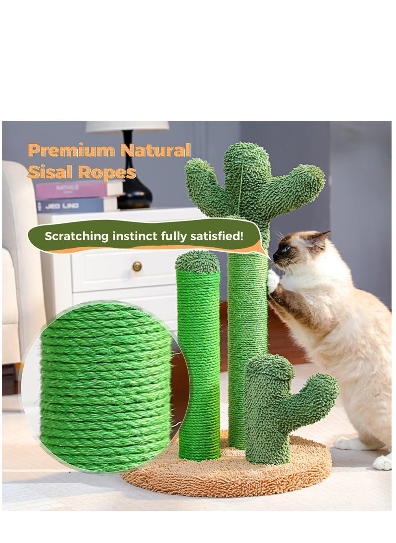 Alissa - 58 cm Tall Cat Scratching Post Cactus Cat Scratcher Featuring with 3 Scratching Poles and Interactive Dangling Ball -Medium 23 Inches - Image 1